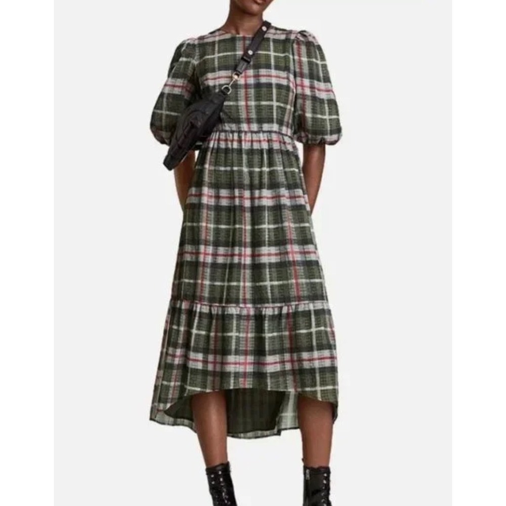 All Saints Sadie Checked Midi Dress Size 2‎ Pristine Condition